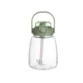 Portable large capacity plastic water bottle with straw and green handle for daily use. - ZG-7611 / 1200 ml / Green