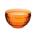 Bol à salade en plastique motif diamant ambre, variante de bol de fruits transparent. - Taille L / Dia13.5*8.0CM / Orange