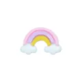 Dreifarbiger Regenbogen-Charm aus Harz mit weißen Wolken für DIY-Haarschmuck und Basteln - 30*21*6mm / Außen Rosa