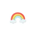 Makroansicht der bunten Schichten eines Regenbogens aus Harz mit flauschigen weißen Wolken - 30*21*6mm / Außen Rot