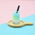 Realistisches Miniatur-Bubble-Tea-Getränkemodell aus Harz für DIY-Puppenhaus- und Bastelzubehör - 11*11*20mm / Blau Grün Verlauf