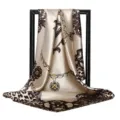 Luxury satin silk square scarf with trendy leopard print and gold chain baroque design for women. - 90x90cm / 04