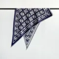 Bufanda jacquard azul marino clásica con elegantes motivos florales, chal cálido y acogedor. - 186*88*127cm / FYRSJ013-Azul