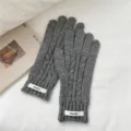 Gray cable knit winter warm gloves for women detail showcase stylish cozy everyday wear outdoor - Gray