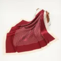 Elegant red and white geometric silk scarf, 90x90cm square scarf for women, luxurious draping style. - 90x90cm / 08