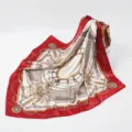 Luxury women silk scarf 90x90cm elegant chain print square scarf fashion headwear - 90x90cm / 15