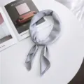 Elegant solid color grey silk square scarf for women, stylish neckerchief for daily wear. - 9 Light Gray