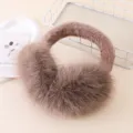 Cozy winter plush earmuffs in brown faux fur, soft and warm for cold weather wear. - ER-Khaki Brown Plush Earmuffs