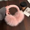 Cute winter fluffy plush earmuffs for women, soft warm pink ear warmers for cold weather. - ER-Cherry Blossom Pink Plush Earmuffs