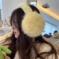 Fluffy yellow winter earmuffs for women, cute plush ear warmers for cold weather & snow. - ER-Cream Yellow Plush Earmuffs