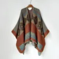 Ethischer gewebter Umhang Variante, Retro geometrisches Muster warmer Schal Poncho Mantel. - MZP026-Exotischer Stamm