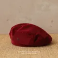 Mujer boina de pana retro otoño invierno sombrero pintor elegante rojo vintage estilo - Talla Única (Ajustable) / Burdeos
