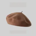 Classic wool beret for women, autumn winter solid color vintage painter hat casual chic. - One Size / Chocolate