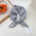 Grey polka dot linen cotton small square scarf, stylish summer neckerchief and hair band. - Gray Dot
