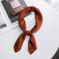 Solid color 70cm square silk scarf for women, versatile spring summer fashion neckerchief. - Brown