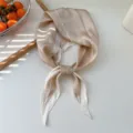 Elegant silk scarf for women, fashionable satin hair band and neckerchief for daily wear. - Khaki Line