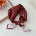 Cotton polka dot small square scarf retro style breathable neckerchief for women spring summer - Brick Red Polka Dot