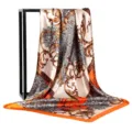 Women luxury baroque print imitation silk square scarf 90x90cm elegant fashion neckerchief - 90x90cm / 24