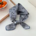 Blue floral print cotton linen square scarf retro vintage style breathable neckerchief for women - Blue Paisley