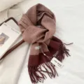 Lambswool winter tassel scarf, cozy thick warm vintage neck warmer for women's daily wear. - 31*183cm / 06 Lambswool Caramel