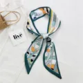 Foulard en soie long et tendance Twilly pour femme ruban poignée de sac cheveux chic - 14L Chaîne Ceinture Vert