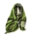 Femme hiver écharpe à carreaux verts frange imitation cachemire mode chaud châle - Vert.