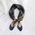 Mujer vintage estampado geometrico pauelo de seda cuadrado cuello moda verano accesorio - Cuadrícula Pequeña Marino Amarillo