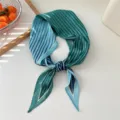 Green and blue striped silk scarf, stylish neckerchief and elegant hair band accessory. - Green Diagonal Ray Patchwork