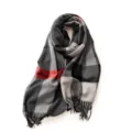 Écharpe à franges à carreaux gris noir rouge châle imitation cachemire chaud d'hiver variante - Gris