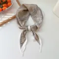 Khaki polka dot silk scarf for women, stylish bandana hair band and neck accessory. - Khaki Rider Dot