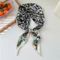 Women stylish printed silk scarf versatile neckerchief hair band for spring and autumn - Noble Vine Beige