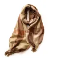 Écharpe chaude à franges en imitation cachemire à motif carreaux marron pour femme - Brun