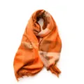 Écharpe d'hiver en faux cachemire à carreaux orange et marron, châle chaud élégant. - Orange