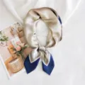 Mujer Cuadrado Pañuelo de Seda Azul Caqui Degradado Cuello Moda Chic Accesorio 70cm Nuevo - Marco Tricolor Marino