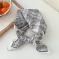 Vintage plaid square scarf for women, lightweight breathable spring summer neckerchief. - Grid Off-white