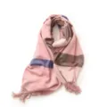 Echarpe d'hiver carreaux rose effet cachemire pour femme, chale chaud a franges style. - Rose