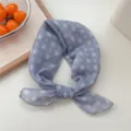 Blue floral print small square scarf, breathable soft fabric, versatile fashion neckerchief. - 02 Grey Blue Dot Floral