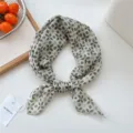 Cotton linen small square scarf for women, summer travel neck scarf, floral hair band. - Beige Floral