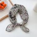 Imprimé floral coton lin sensation petit carré foulard élégant été bandeau foulard femme. - Roses Roses