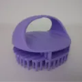 Purple silicone scalp massage brush for hair washing and bathing, soft bristles cleaning. - Purple