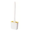 Scopino per WC in silicone manico lungo supporto a parete set bianco giallo pulizia - Combo Bianco Giallo con Adesivo da Parete / Bianco Chiaro di Luna