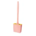 Set di spazzole per WC a manico lungo rosa e giallo, strumento di pulizia bagno. - Combo Rosa Giallo con Adesivo da Parete / rosa fluorescente