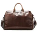 Vintage echt lederen reizen duffel tas voor mannen, grote capaciteit zaken bagage tas. - koffiekleur
