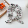 Foulard carre imprime floral coton lin femmes ete elegante echarpe foulard bandeau multifonctionnel - Feuille D'orchidée Rose Beige