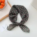 Green floral cotton linen square scarf, stylish summer neckerchief and hair band accessory. - Green Chrysanthemum