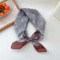 Elegant floral print square scarf, light grey silk neck wrap for women fashion wear. - Style 22D Paisley Brick Red Edge