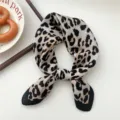 Leopard print small square scarf for women, chic silk-feel neckerchief for spring fashion wear. - Leopard Print 01