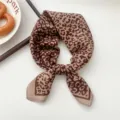 Brown leopard print small square scarf silk neckerchief women fashion accessory spring autumn - Leopard Print Brown 04
