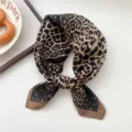 Leopard Print Square Scarf Silk Feel Hair Neck Scarf Fashion Women Stylish Headband Accs - Leopard Camel 05