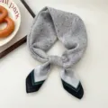 Grey small square scarf for women, elegant neckerchief and stylish fashion silk accessory. - Wind Sand Black Edge 07